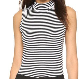 theory // wendel striped black white mockneck tank top S